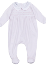 Magnolia Baby Mini Checks Pink Smocked Collared Footie