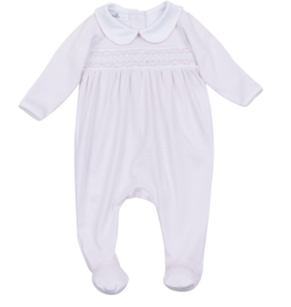 Magnolia Baby Mini Checks Pink Smocked Collared Footie