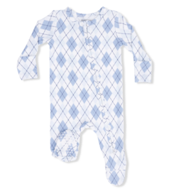 Angel Dear Blue Argyle 2 Way Zipper Footie