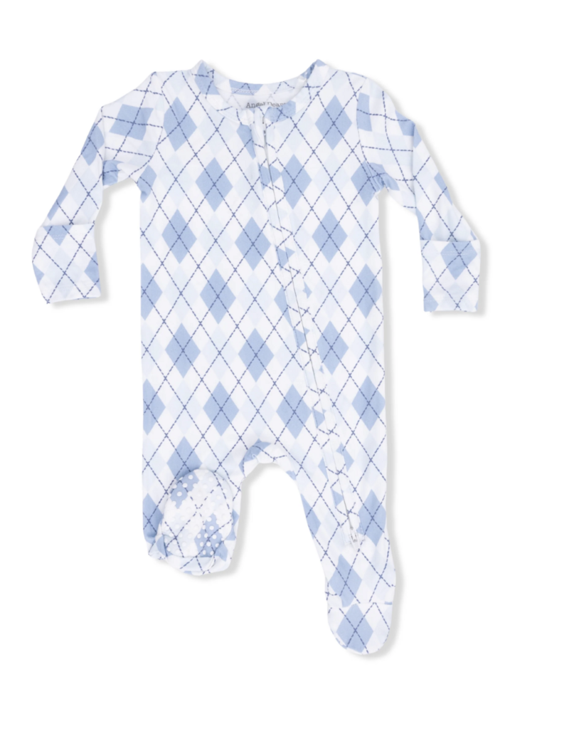 Angel Dear Blue Argyle 2 Way Zipper Footie