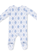 Angel Dear Blue Argyle 2 Way Zipper Footie