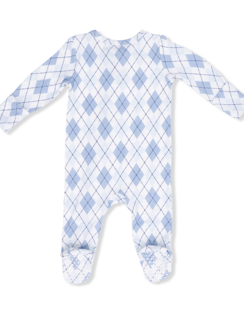 Angel Dear Blue Argyle 2 Way Zipper Footie