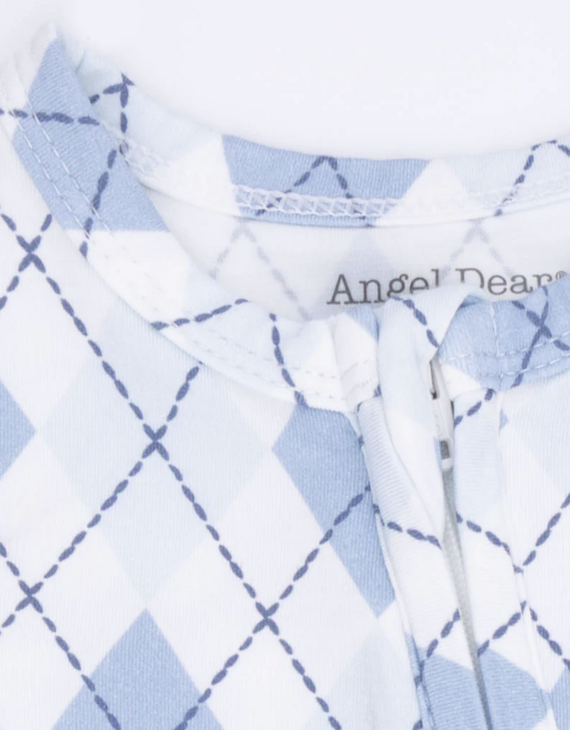 Angel Dear Blue Argyle 2 Way Zipper Footie
