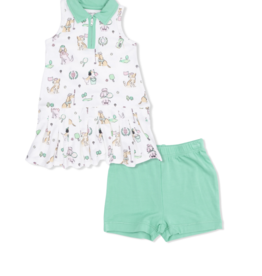 Angel Dear Country Club Dogs Pink Polo Tennis Dress Cartwheel Short