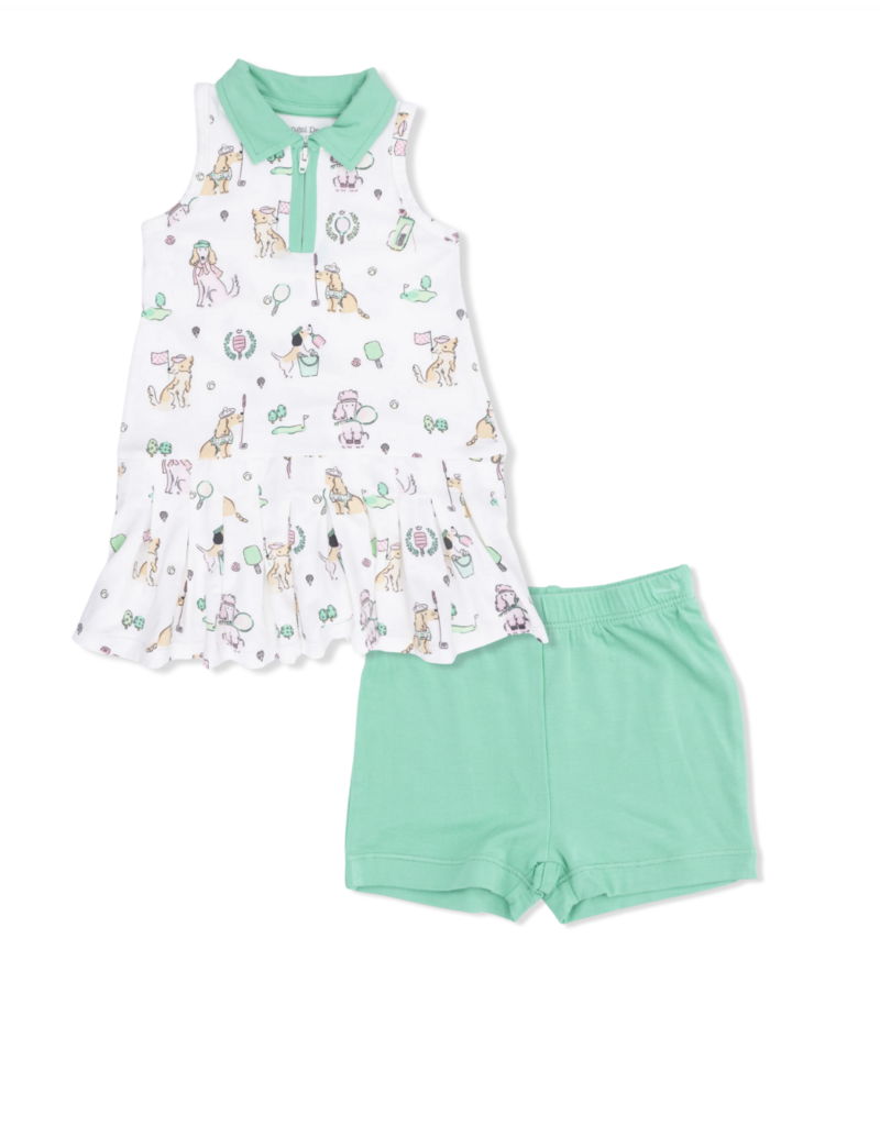 Angel Dear Country Club Dogs Pink Polo Tennis Dress Cartwheel Short