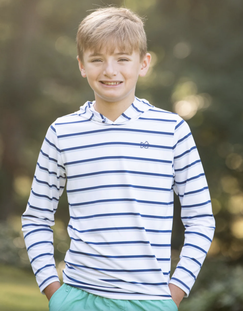 Prodoh Pro Performance Hoodie Tee Windsurfer Navy Peony Stripe