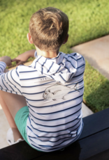 Prodoh Pro Performance Hoodie Tee Windsurfer Navy Peony Stripe