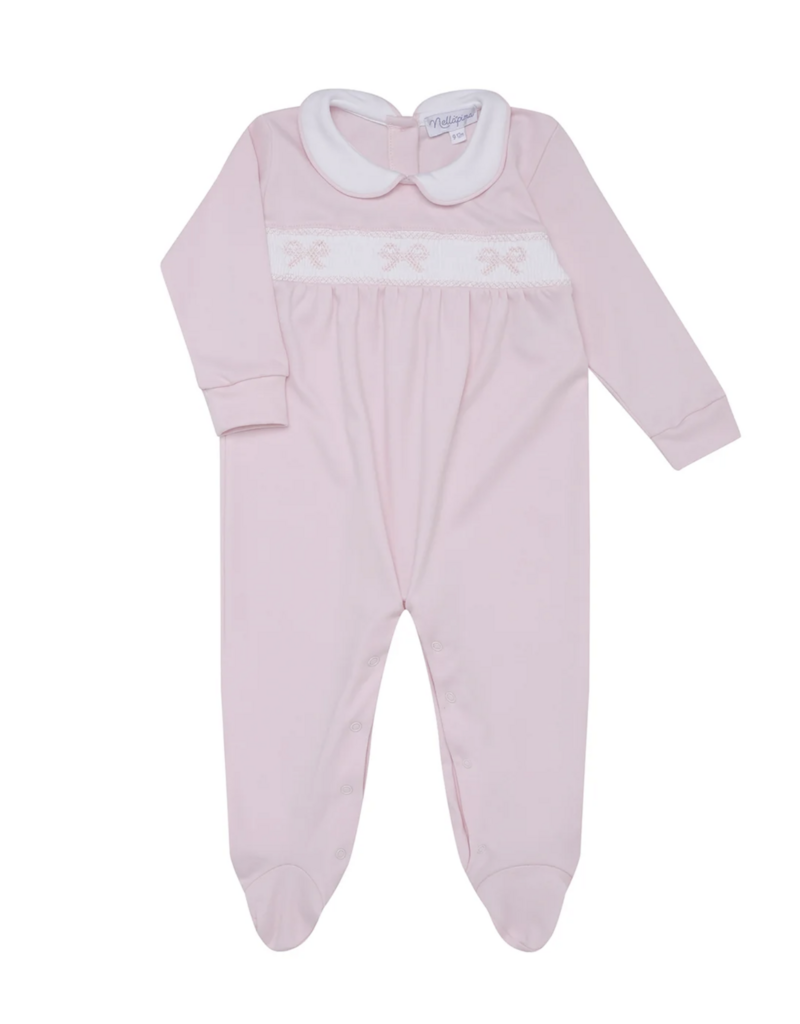 Nellapima Bow Pink Smocked Footie