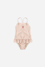 Rylee + Cru LLC TORI SKIRTED ONE-PIECE PETAL GINGHAM