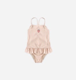 Rylee + Cru Inc. TORI SKIRTED ONE-PIECE PETAL GINGHAM
