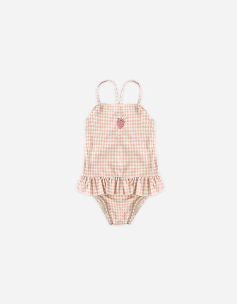 Rylee + Cru LLC TORI SKIRTED ONE-PIECE PETAL GINGHAM