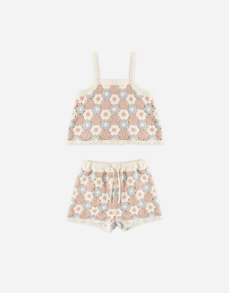 Rylee + Cru Inc. LILI KNIT SET BLUE, LIGHT PINK, IVORY