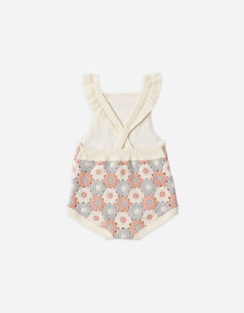 Rylee + Cru Inc. CROCHET ROMPER BLUE, LIGHT PINK, IVORY