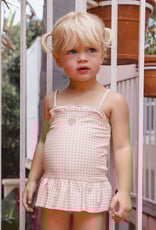 Rylee + Cru Inc. TORI SKIRTED ONE-PIECE PETAL GINGHAM