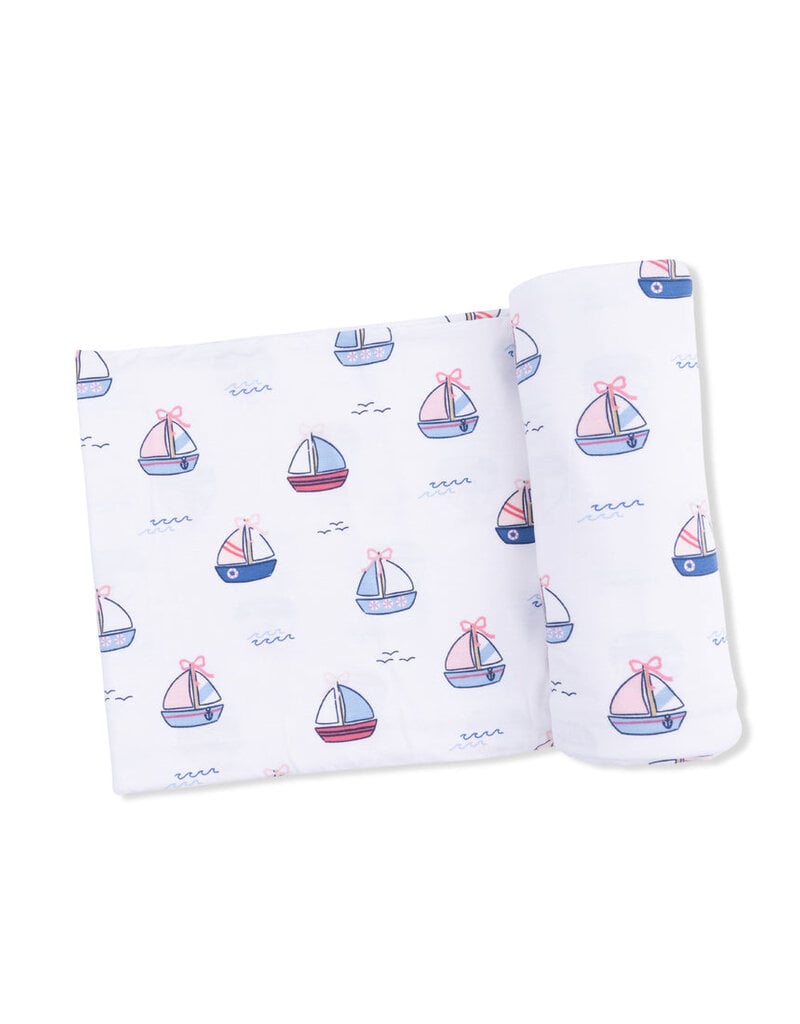 Angel Dear Bubbly Sailboats Pink Swaddle
