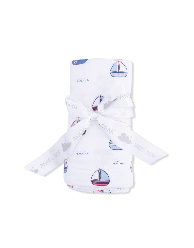 Angel Dear Bubbly Sailboats Pink Swaddle