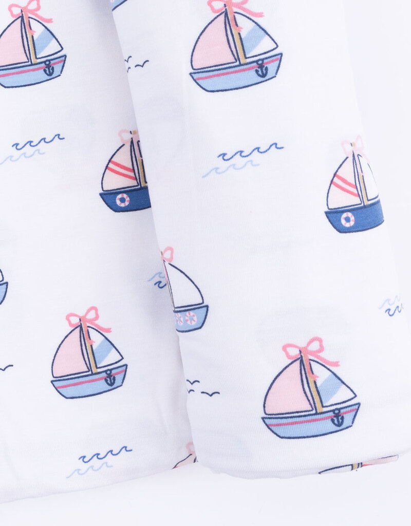 Angel Dear Bubbly Sailboats Pink Swaddle