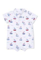 Angel Dear Bubbly Sailboats Blue Polo Shortie