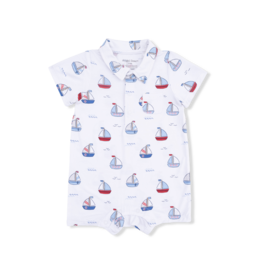 Angel Dear Bubbly Sailboats Blue Polo Shortie