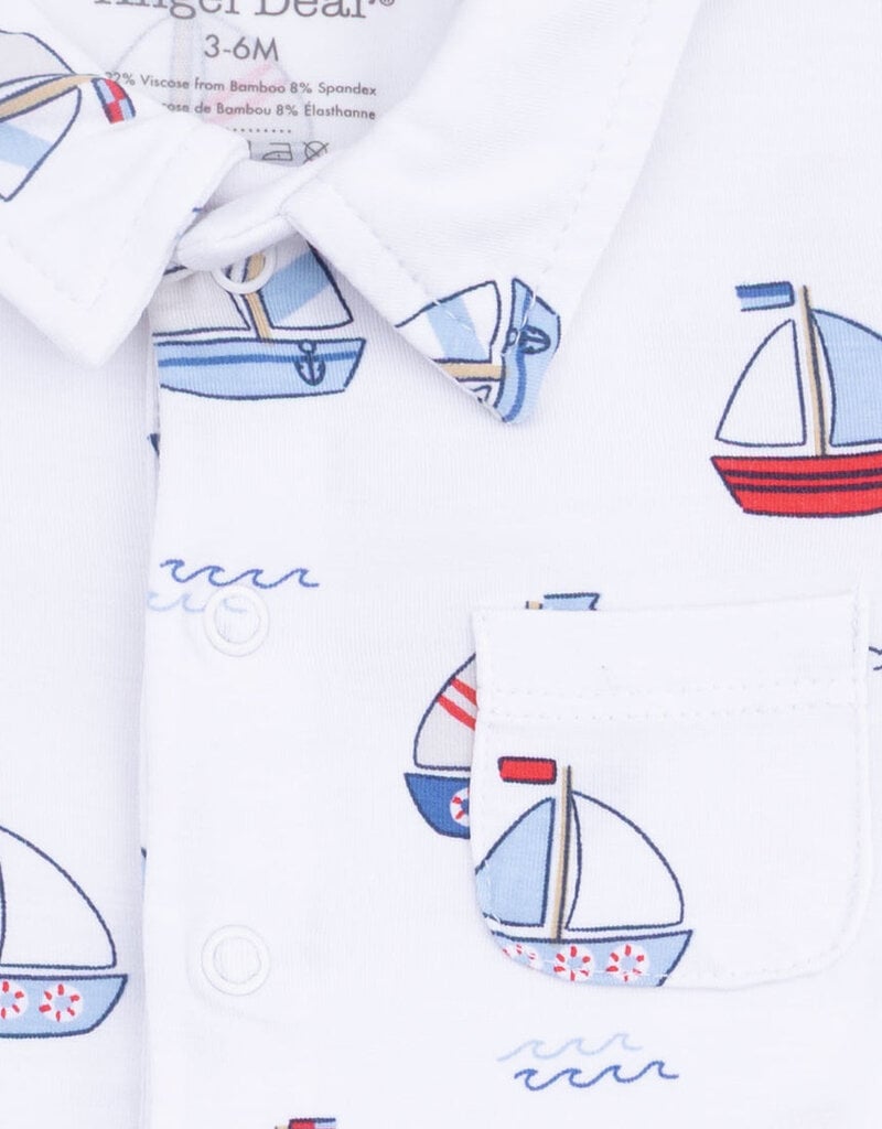 Angel Dear Bubbly Sailboats Blue Polo Shortie