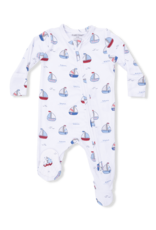 Angel Dear Bubbly Sailboats Blue 2 Way Zipper Footie