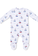 Angel Dear Bubbly Sailboats Blue 2 Way Zipper Footie