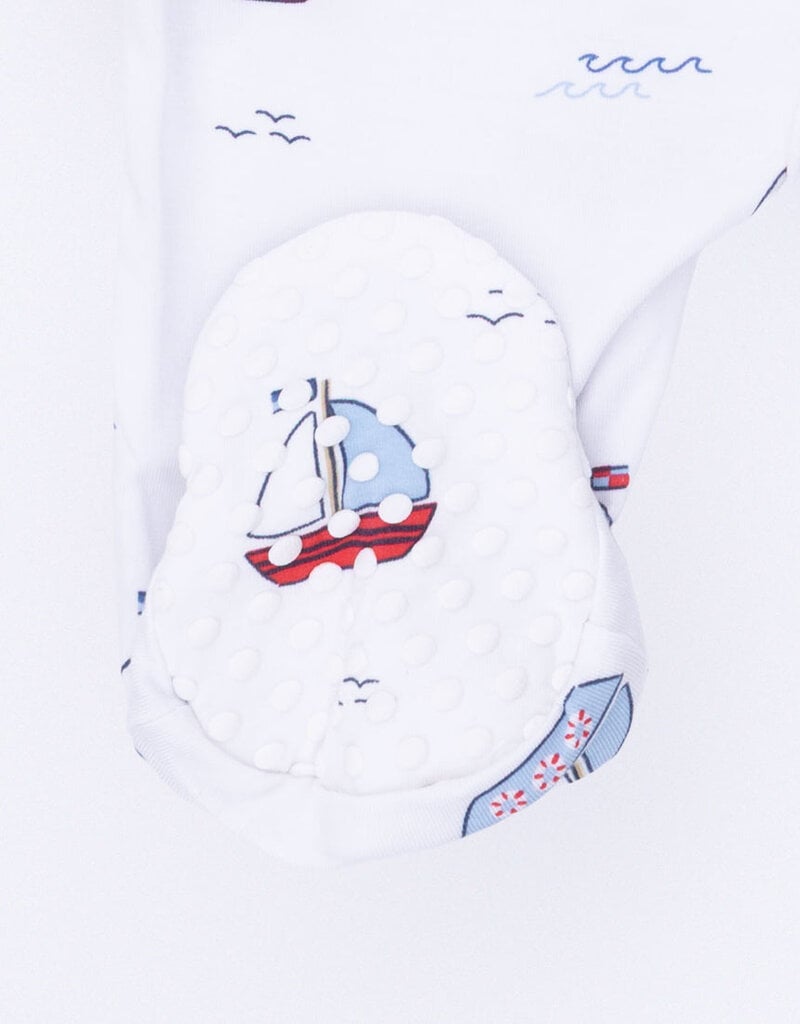Angel Dear Bubbly Sailboats Blue 2 Way Zipper Footie