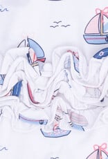 Angel Dear Bubbly Sailboats Pink 2 Way Ruffle Back Zipper Footie