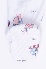 Angel Dear Bubbly Sailboats Pink 2 Way Ruffle Back Zipper Footie