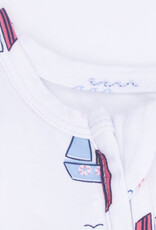 Angel Dear Bubbly Sailboats Pink 2 Way Ruffle Back Zipper Footie