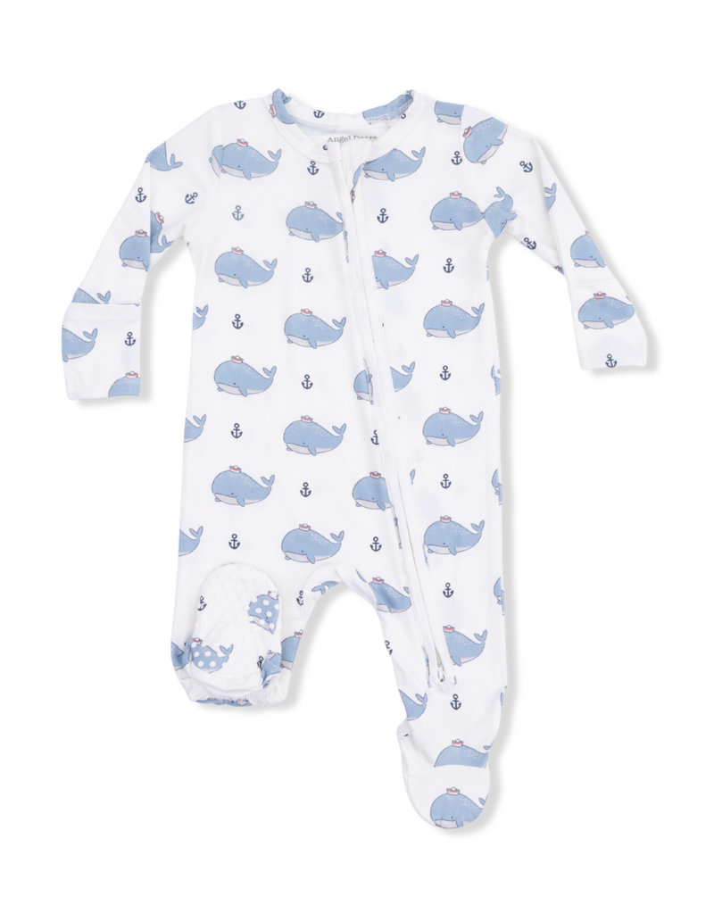 Angel Dear Bubbly Whale Blue 2 Way Zipper Footie