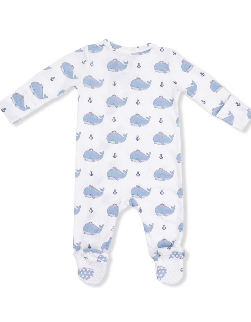 Angel Dear Bubbly Whale Blue 2 Way Zipper Footie