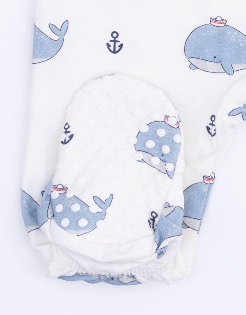 Angel Dear Bubbly Whale Blue 2 Way Zipper Footie
