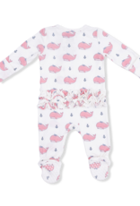 Angel Dear Bubbly Whale Bow Pink 2 Way Ruffle Back Zipper Footie