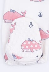 Angel Dear Bubbly Whale Bow Pink 2 Way Ruffle Back Zipper Footie