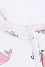 Angel Dear Bubbly Whale Bow Pink 2 Way Ruffle Back Zipper Footie