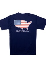 Properly Tied Mens Performance Tee S/S Old Glory River Blue