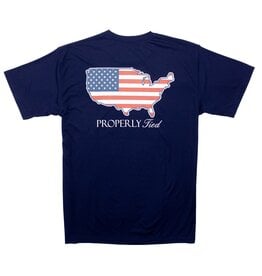 Properly Tied Mens Performance Tee S/S Old Glory River Blue
