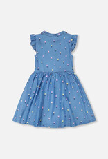 Deux par Deux Sleeveless Button Down Dress Blue Flower Print