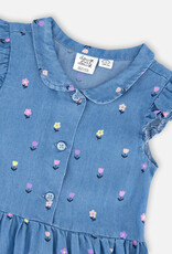 Deux par Deux Sleeveless Button Down Dress Blue Flower Print