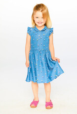 Deux par Deux Sleeveless Button Down Dress Blue Flower Print