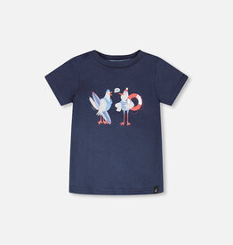 Deux par Deux Organic Cotton S/S T-Shirt Blue Seagull