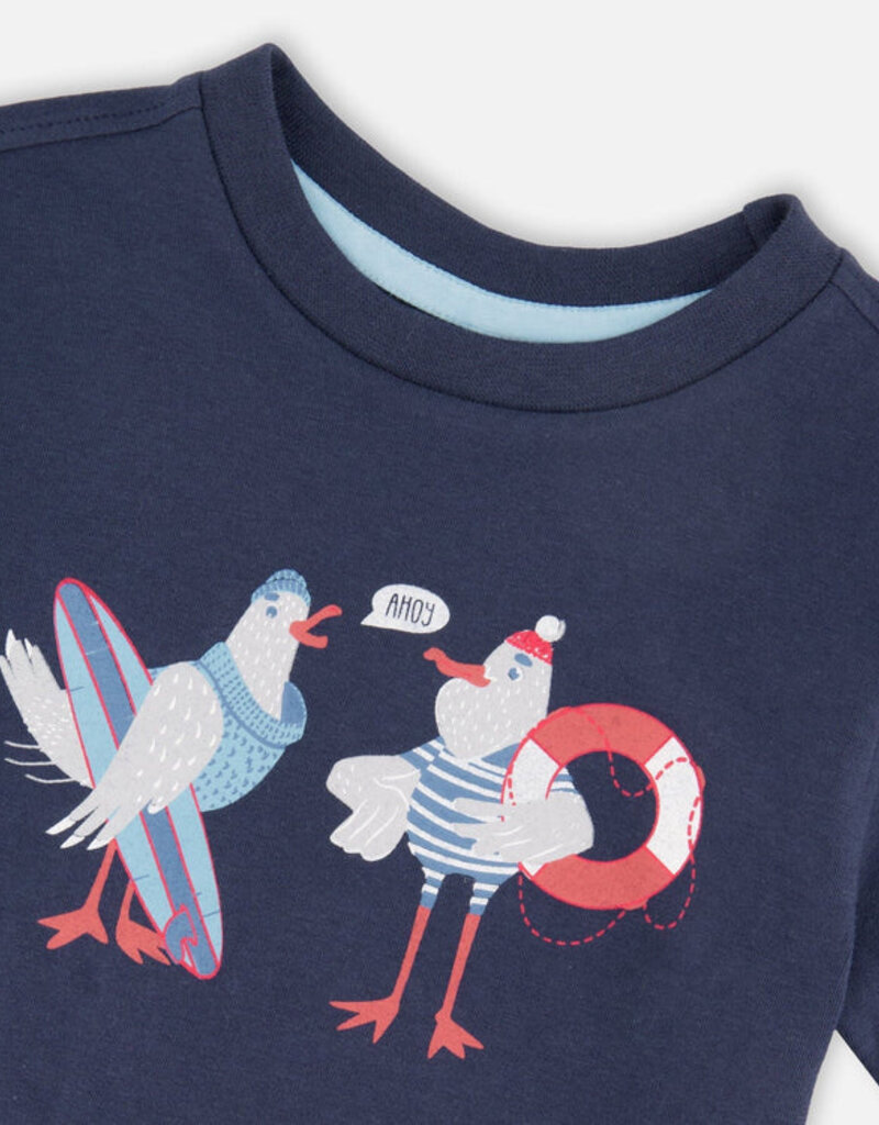 Deux par Deux Organic Cotton S/S T-Shirt Blue Seagull