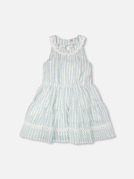 Deux par Deux SALE. Multi-Tiered Dress White And Blue Stripes