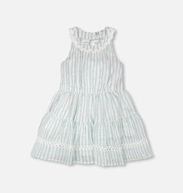 Deux par Deux SALE Multi-Tiered Dress White And Blue Stripes