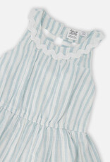 Deux par Deux Multi-Tiered Dress White And Blue Stripes