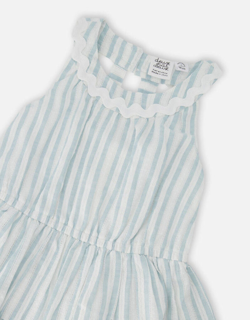 Deux par Deux Multi-Tiered Dress White And Blue Stripes