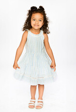 Deux par Deux Multi-Tiered Dress White And Blue Stripes