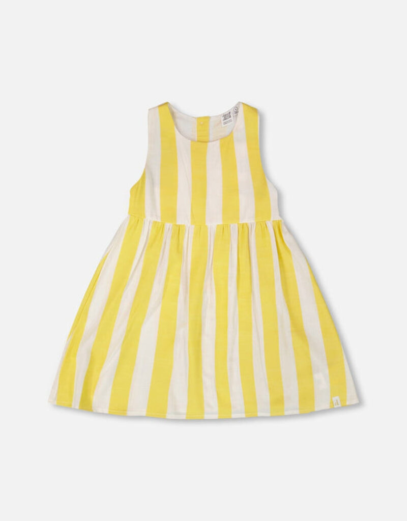 Deux par Deux Sleeveless Dress White And Yellow Stripes