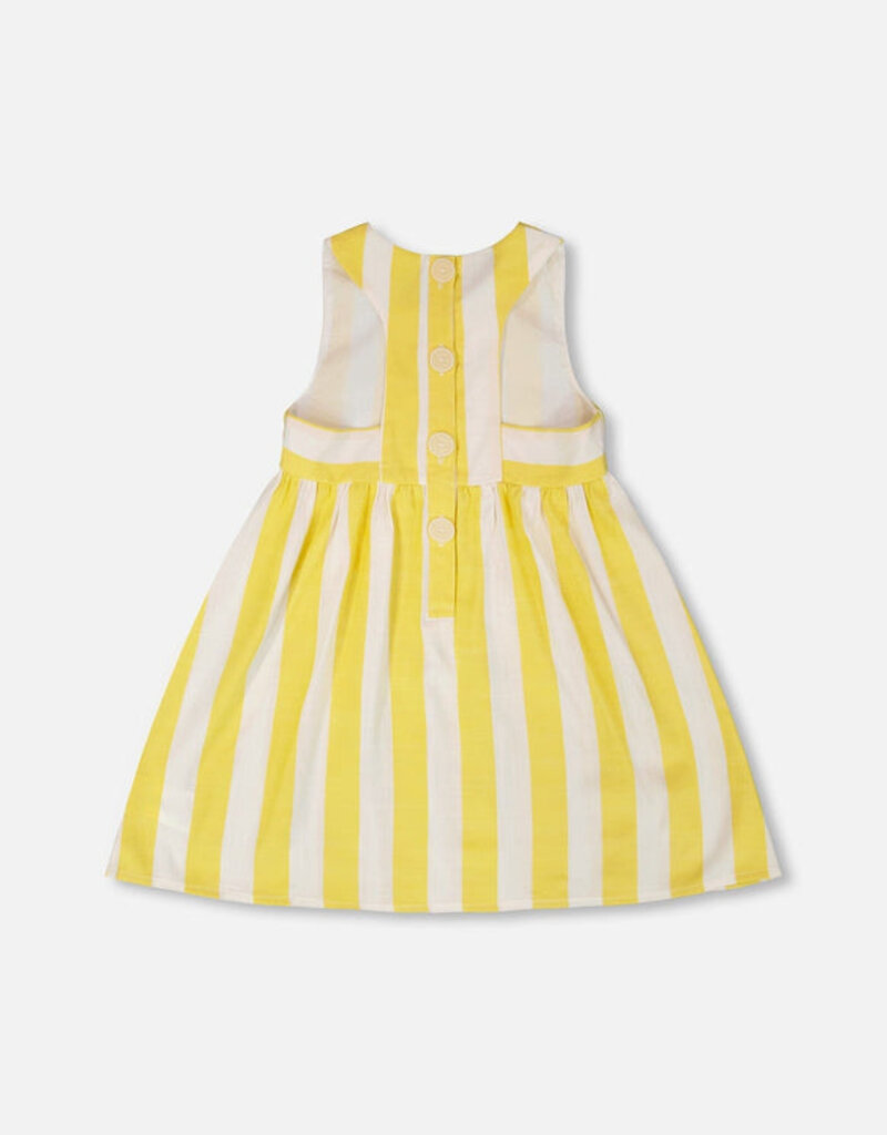 Deux par Deux Sleeveless Dress White And Yellow Stripes